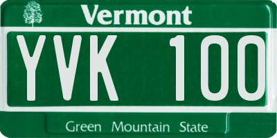 VT license plate YVK100
