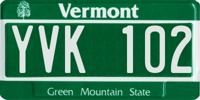 VT license plate YVK102