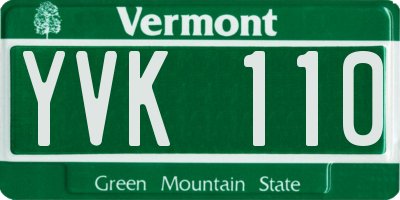 VT license plate YVK110