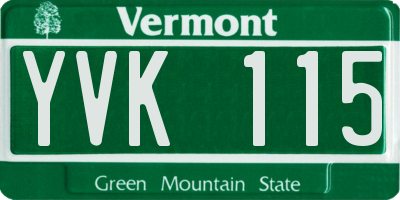 VT license plate YVK115