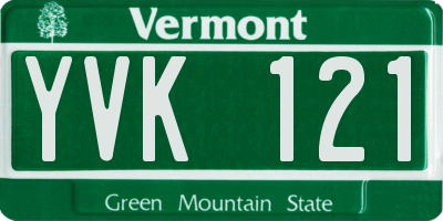 VT license plate YVK121