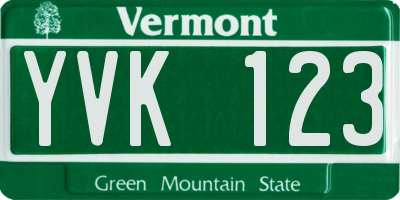 VT license plate YVK123