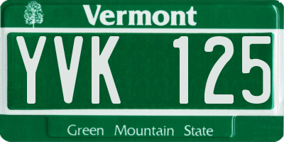 VT license plate YVK125
