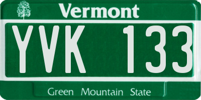 VT license plate YVK133