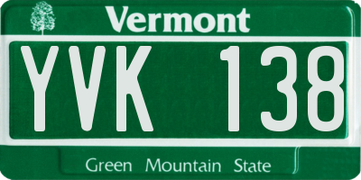 VT license plate YVK138