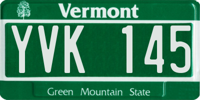 VT license plate YVK145