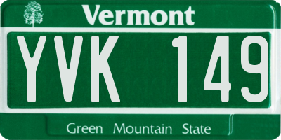 VT license plate YVK149
