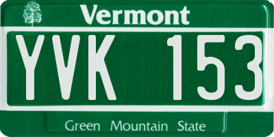 VT license plate YVK153