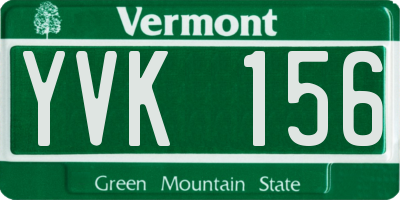 VT license plate YVK156
