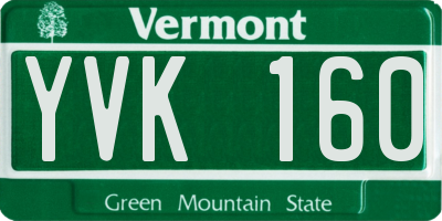 VT license plate YVK160