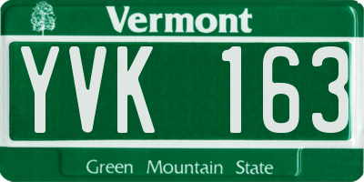 VT license plate YVK163