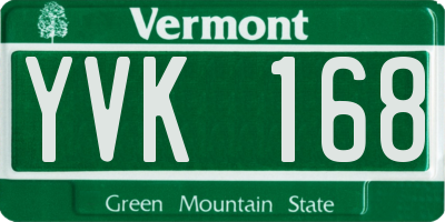VT license plate YVK168