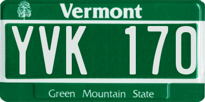 VT license plate YVK170