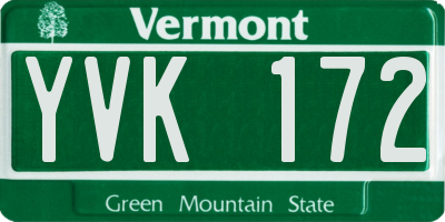 VT license plate YVK172