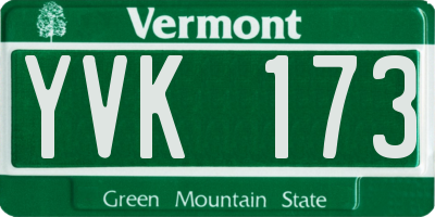 VT license plate YVK173