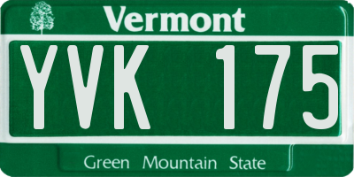 VT license plate YVK175