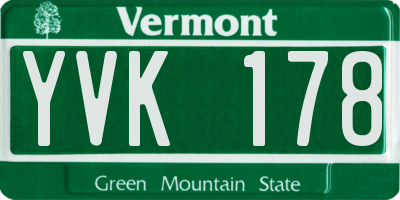 VT license plate YVK178