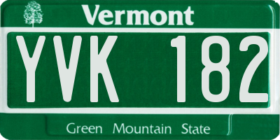 VT license plate YVK182