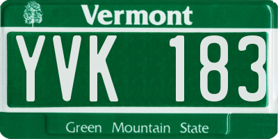 VT license plate YVK183