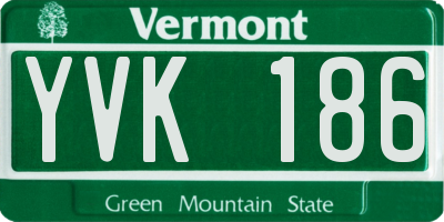 VT license plate YVK186