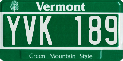 VT license plate YVK189