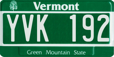 VT license plate YVK192