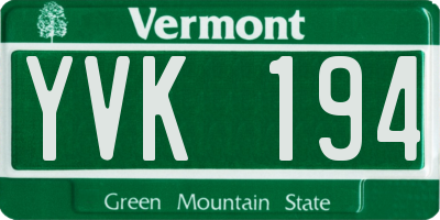 VT license plate YVK194