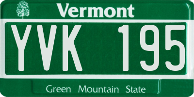 VT license plate YVK195