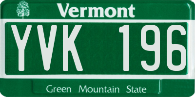 VT license plate YVK196