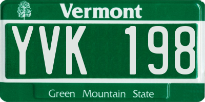 VT license plate YVK198