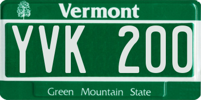 VT license plate YVK200