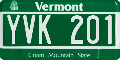 VT license plate YVK201