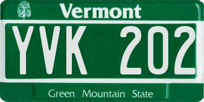 VT license plate YVK202
