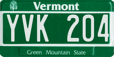 VT license plate YVK204