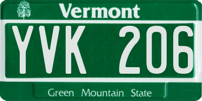 VT license plate YVK206