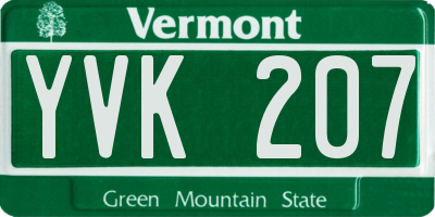 VT license plate YVK207