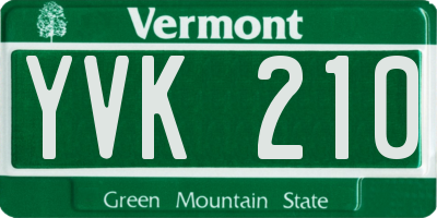 VT license plate YVK210