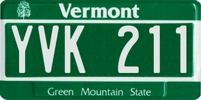 VT license plate YVK211