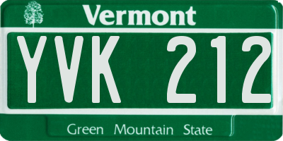 VT license plate YVK212