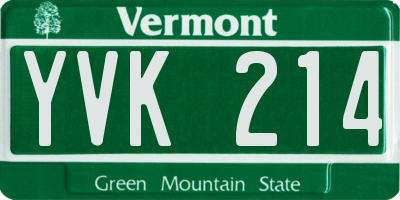 VT license plate YVK214