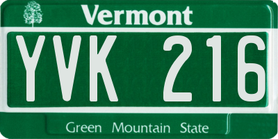 VT license plate YVK216