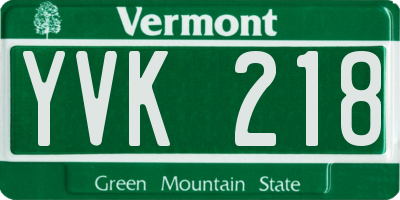 VT license plate YVK218