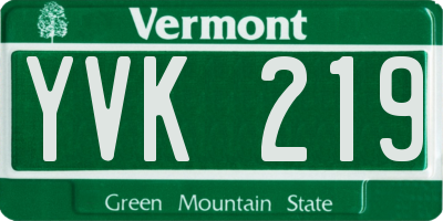 VT license plate YVK219