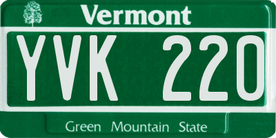 VT license plate YVK220