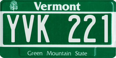 VT license plate YVK221