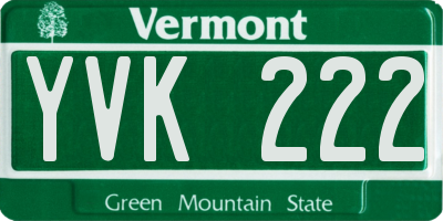 VT license plate YVK222