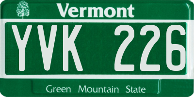VT license plate YVK226