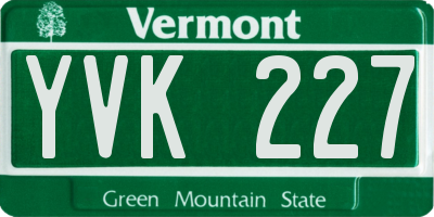 VT license plate YVK227