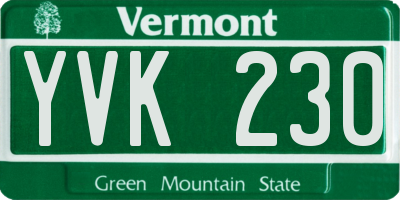 VT license plate YVK230