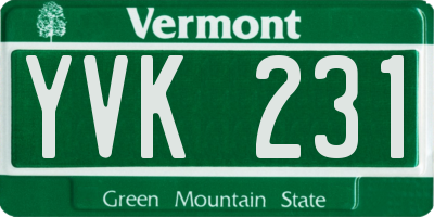 VT license plate YVK231